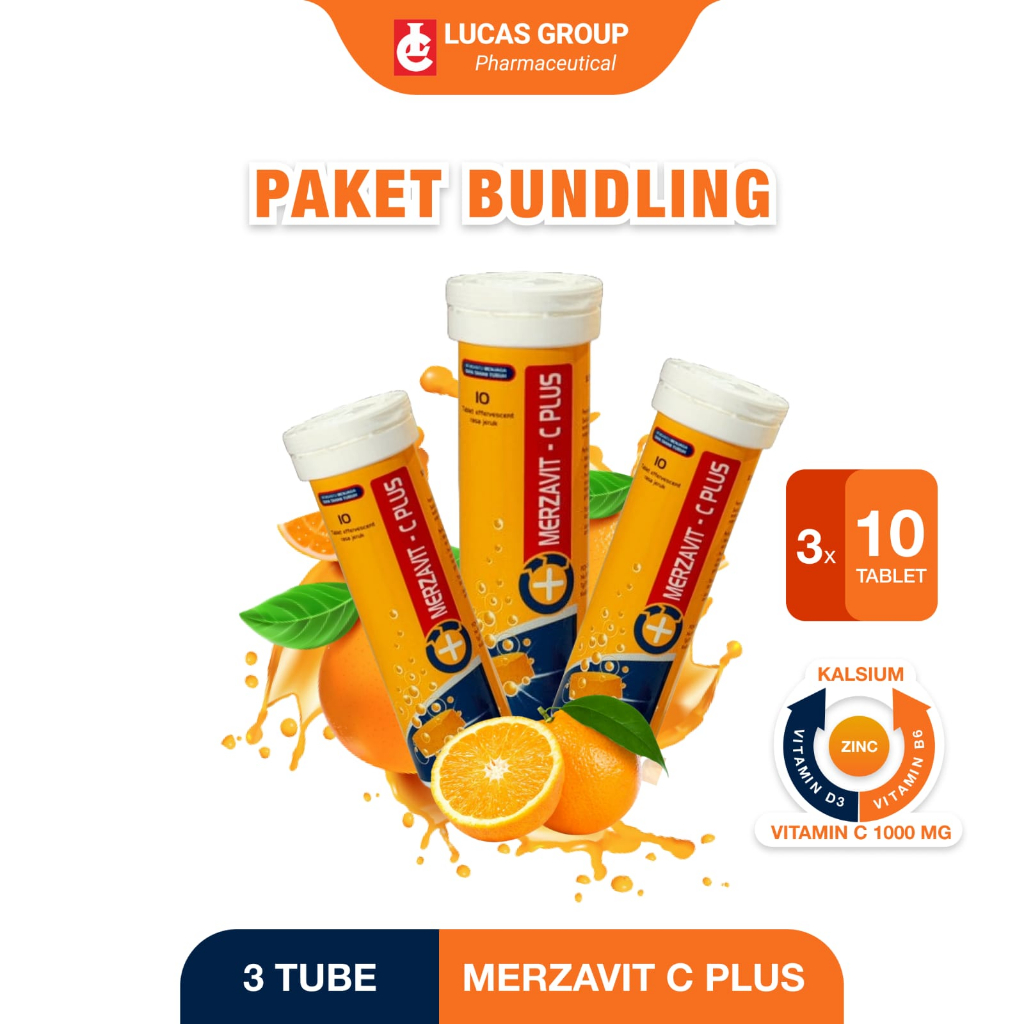 Paket Kesehatan Merzavit C PLUS 1000 Mg Bundling 3 Tube Vitamin C Imunitas