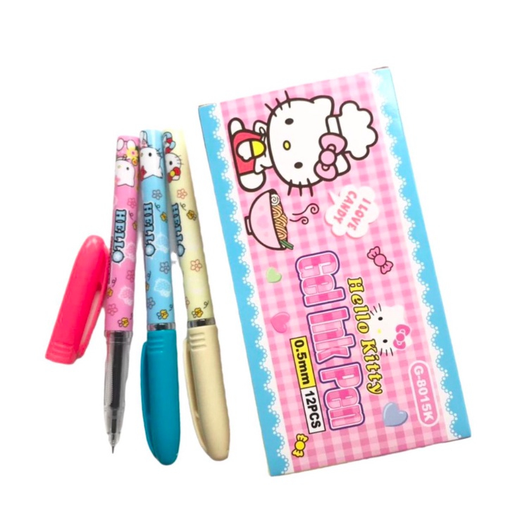 Pena kartun kitty gel pen kucing 0.5mm / pulpen lucu BALL PEN PULPEN PENA BALLPEN CABUT BALL PEN PEN