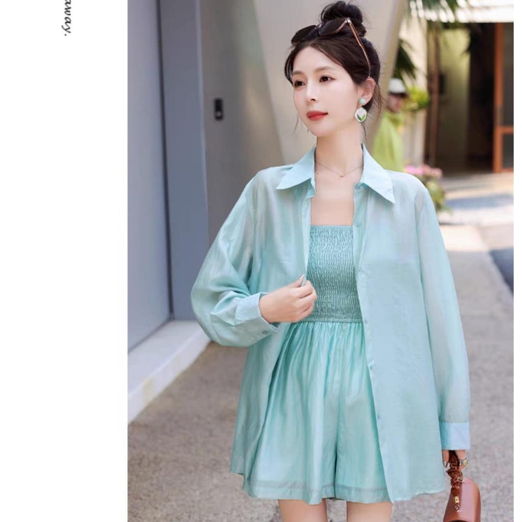 TM 5845 Stelan Fedorra shirt & smocked tanktop romper import