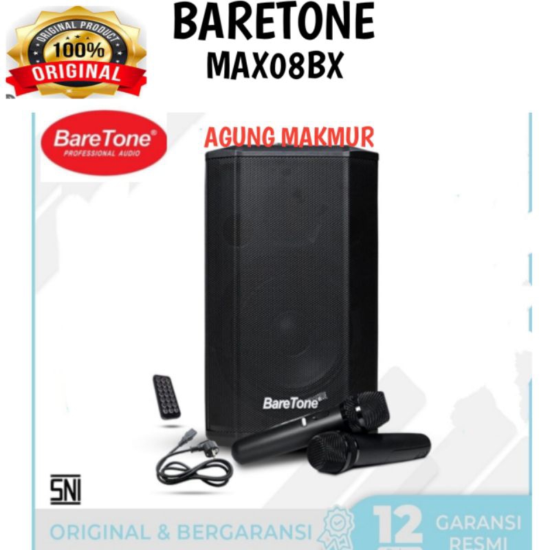 Speaker Portable Baretone MAX08BX Original 8 inch Speaker Portable Aktif  MAX 08BX - Baretone Max08 bx - Portable Baretone max08bx