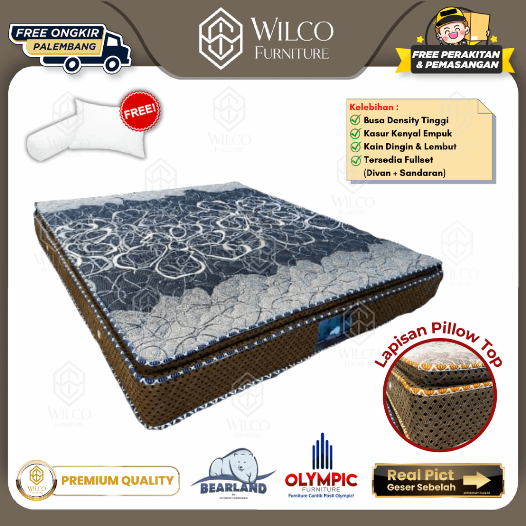 Olympic Bearland PillowTop Kasur Springbed Bearland Garansi 15 Tahun - Matras Aja, 90x200