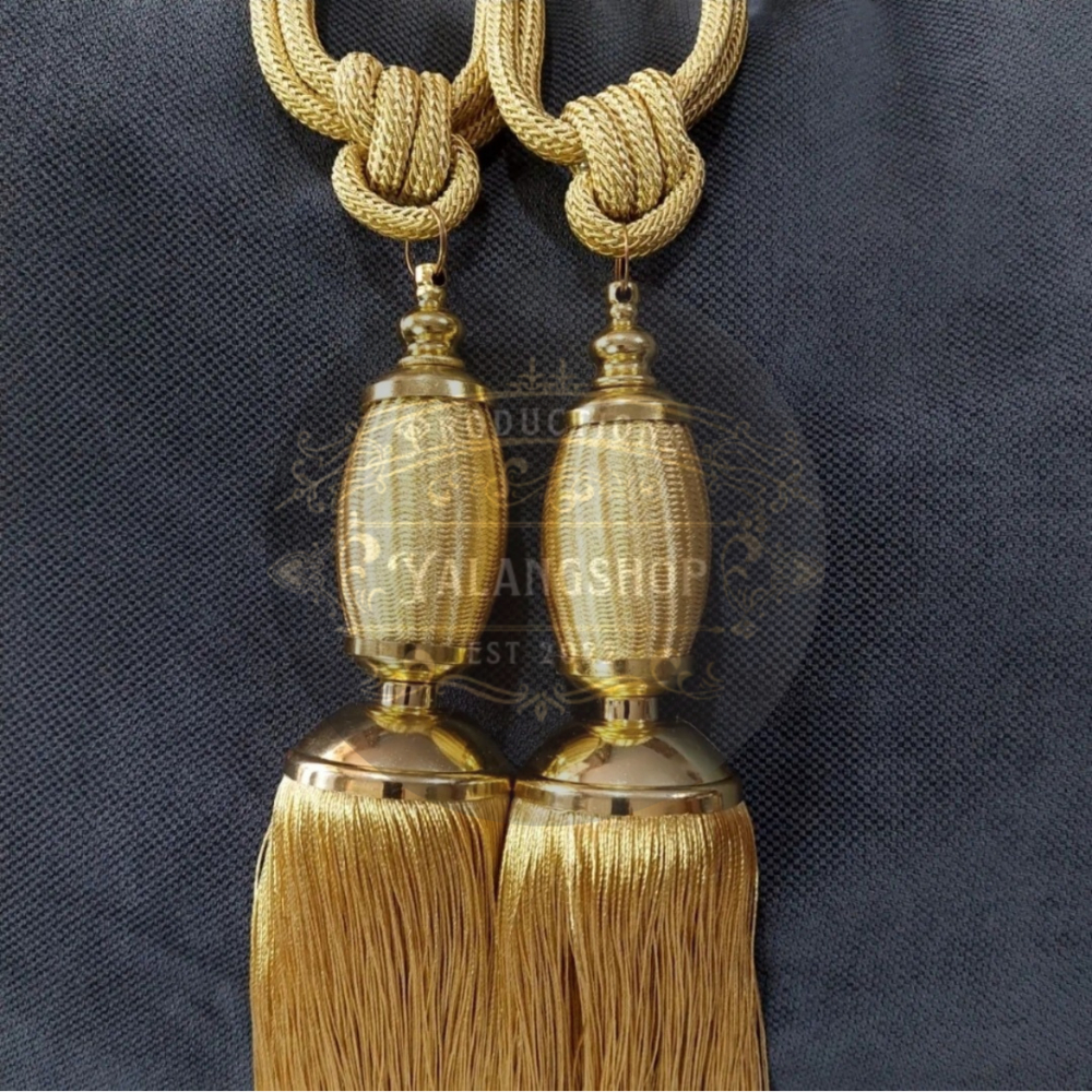 Tassel Tali Gorden Cyrstal Rumbai Mewah Cream Silver Coklat Premium Tasel