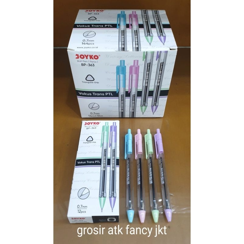 

( 12 buah ) Pulpen BP 363 Joyko 0.7 mm BP-363 Vokus PASTEL Needle Tip ( jarum / runcing / lancip )