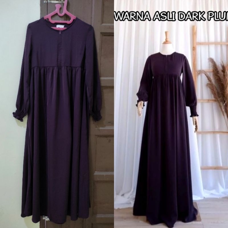 Preloved Amara Silk Dress By Auroraclo ( Wrn Dark Plum)