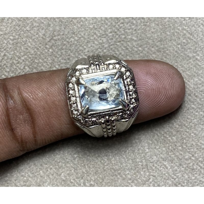 Cincin Natural Aquamarine beryl batu aquamarine beryl