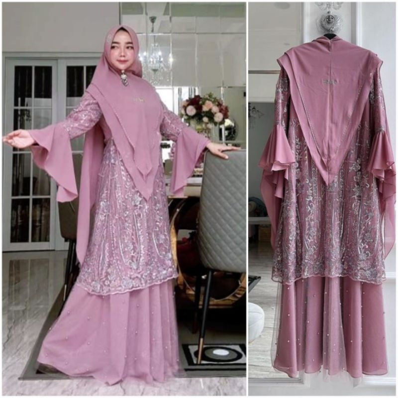 [FAESTA SYARI] DRESS PESTA MEWAH SET / GAMIS TULLE SET " ARUM SET " By Faesta syari