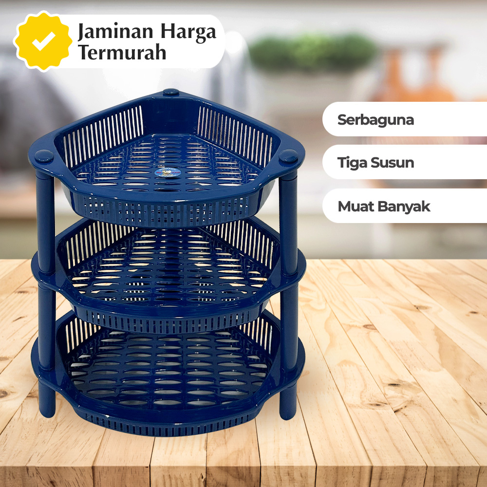 Rak Bumbu Susun Sudut Segitiga Rak Serbaguna Plastik Susun Rak Dapur 3 susun