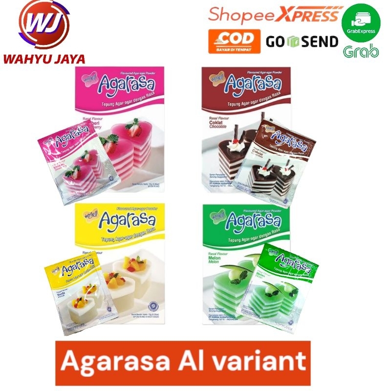 

agarasa Variant rasa 1 box@6pcs ,agarasa coklat,agarasa melon,agarasa strawberry,agarasa vanilla