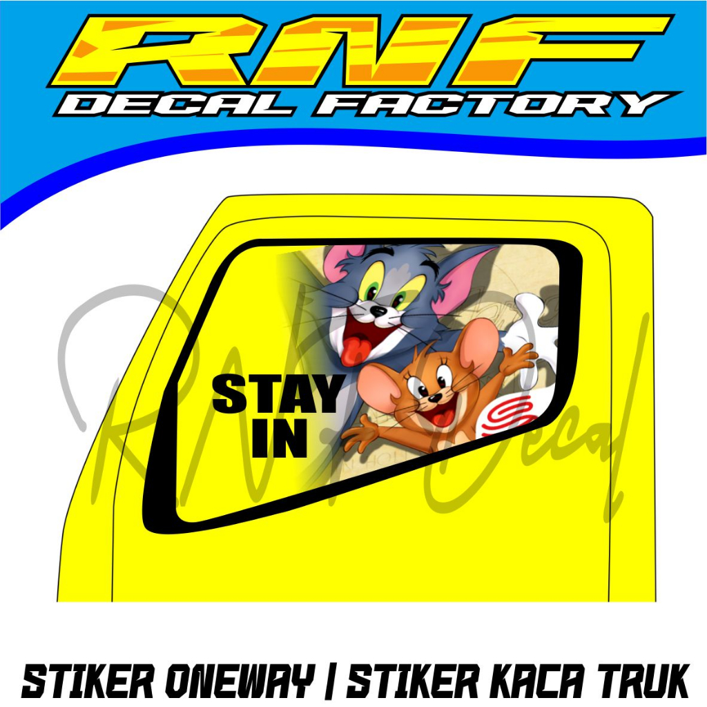 STIKER ONEWAY TOM N JARRY,,STIKER GAMBAR KACA TRUK,,STIKER KACA TRUK CUSTOM