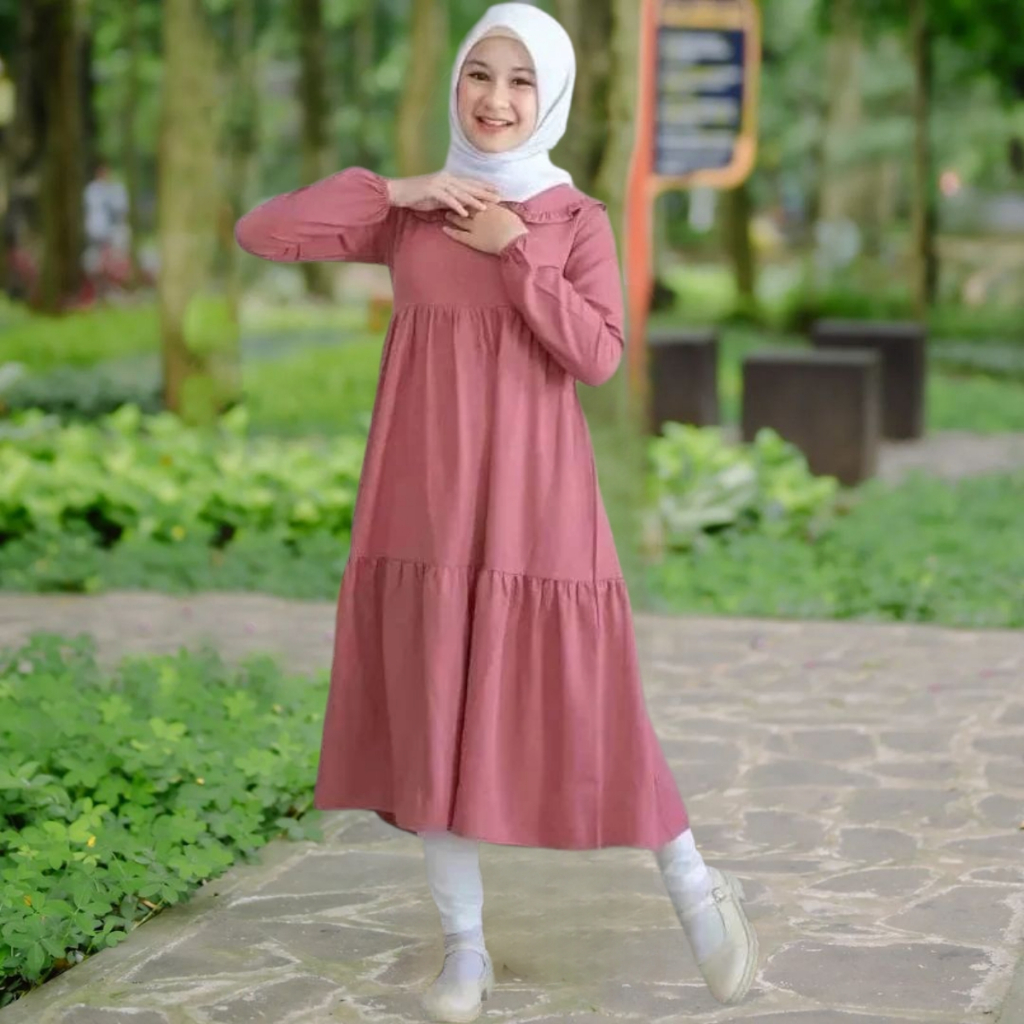 TAQA - MIDI DRESS ANAK PEREMPUAN / DRESS MIDI ANAK POLOS