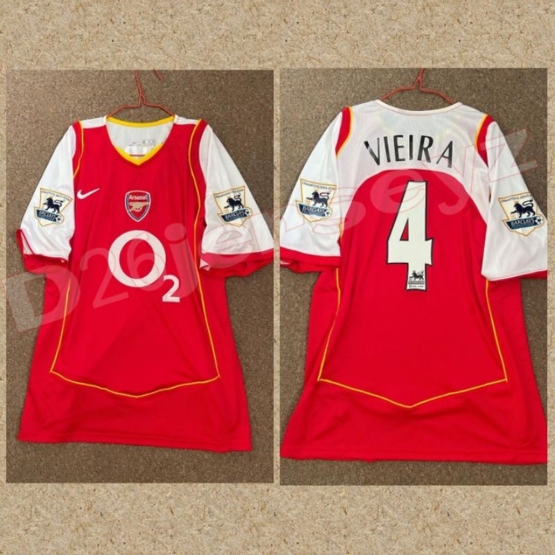 Jersey RETRO Arsenall_ Home 2004 / 2005 + Cetak Nama Nomor Nameset Font OFFICIAL + Patch RETRO