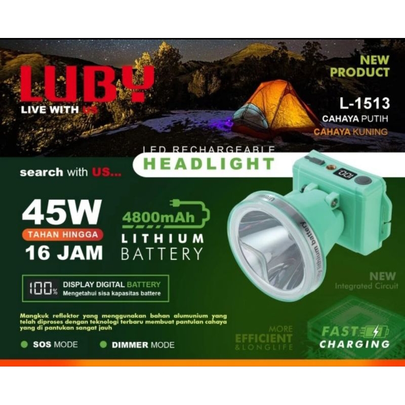 Luby L1513L Senter Kepala 45 Watt