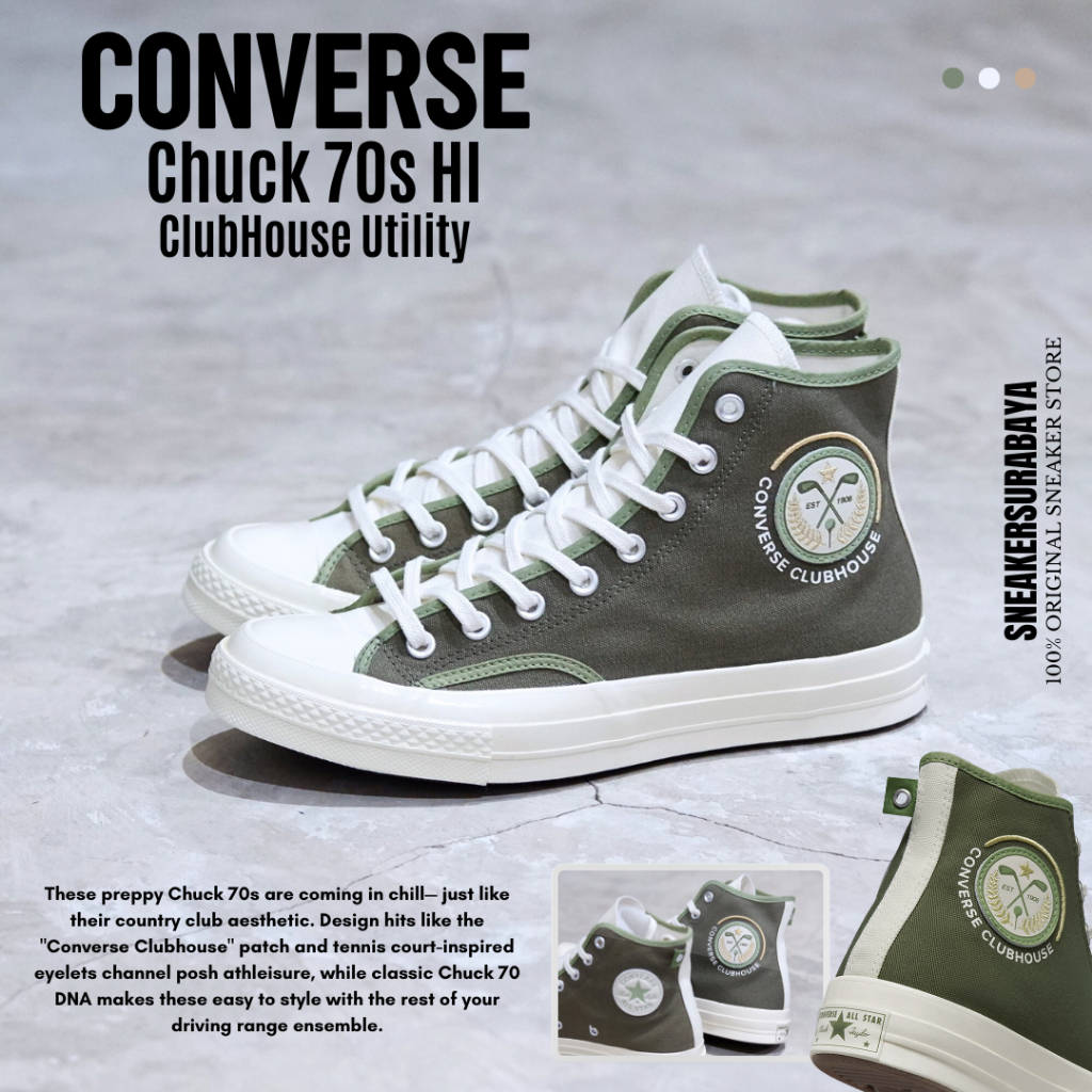 CONVERSE CHUCK TAYLOR 1970S HI CLUBHOUSE UTILITY GREEN CT 70S CT 70