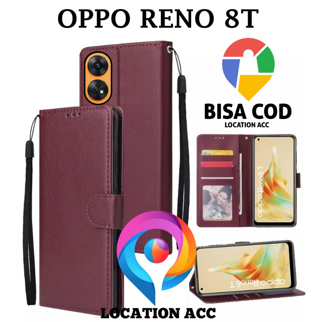 OPPO RENO 8T (4G) FLIP LEATHER CASE PREMIUM-FLIP WALLET CASE KULIT UNTUK OPPO RENO 8T (4G) - CASING 
