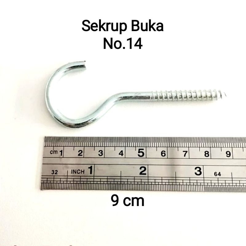 (10 pcs) Sekrup skrup paku ulir hak mata buka no 14 kapstok tanda tanya sangkar