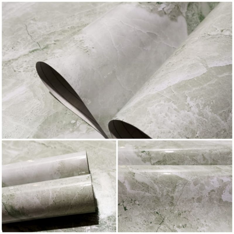 WALLPAPER DINDING STIKER DINDING DAPUR MOTIF MARMER CREAM GLOSSY 60CMX3M