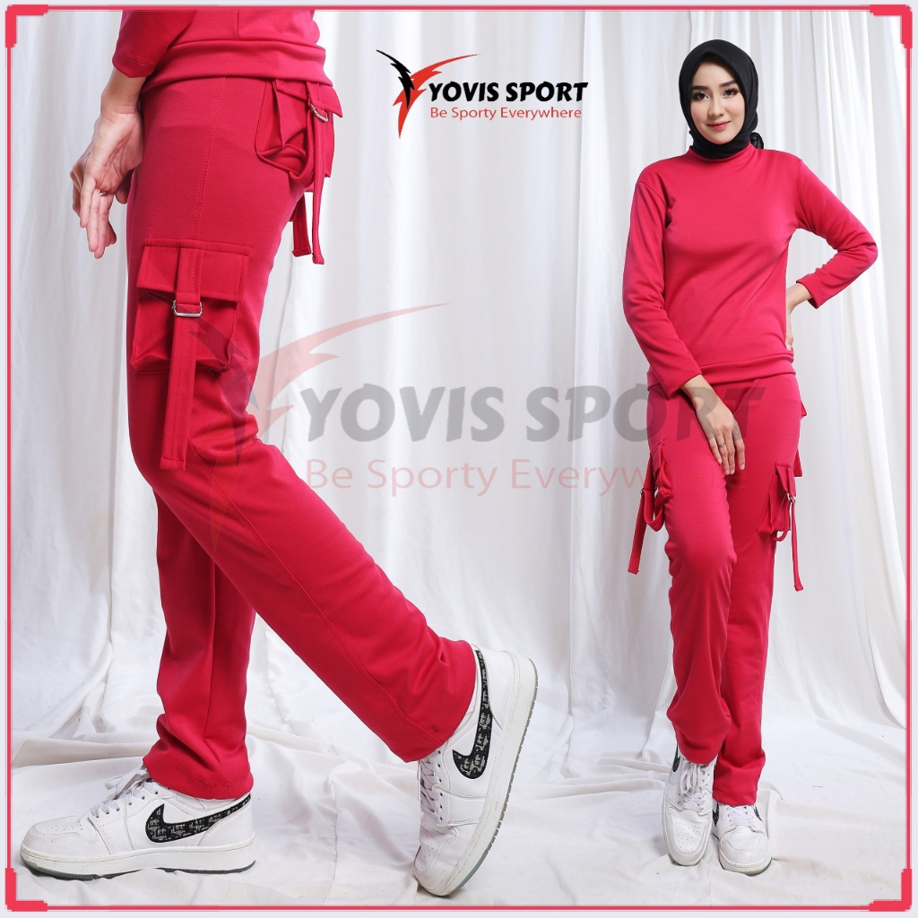 celana panjang wanita celana kargo yovis sport celana panjang wanita celana kargo jumbo  gym sport