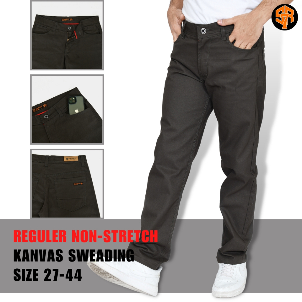 SRSEVEN7 Celana Panjang Pria Reguler Non-Stretch Big Size Dark Grey