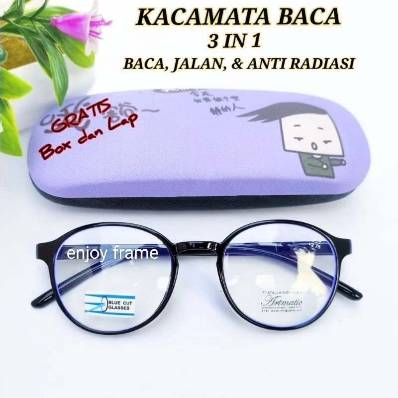 Kacamata Baca Plus (+) 2 Fungsi Baca dan jalan anti Blueray