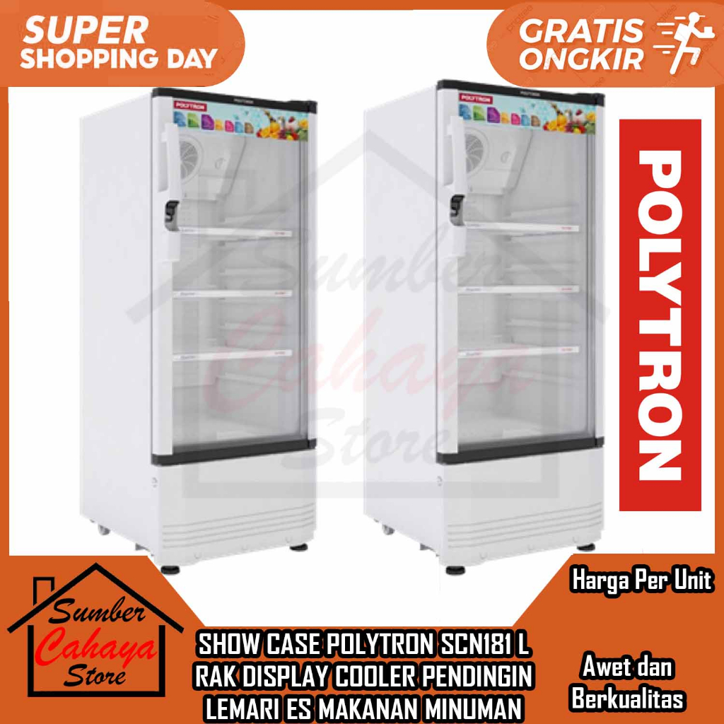 [Kargo] SHOWCASE Show Case Polytron SCN 181 L SCN181L 3 RAK DISPLAY COOLER KULKAS PENDINGIN LEMARI ES PENYIMPAM MAKANAN MINUMAN FREEZER  BIG FREZER FREZEER FREJER PREJER ALMARI DINGIN SATU PEMBEKU COLER COLLER KOLER ES BATU BEKU RUMAHAN BESAR 1 PINTU