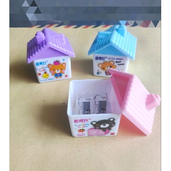 

rautan/serutan/orotan/sharpener pensil rumah & topi 2 lubang