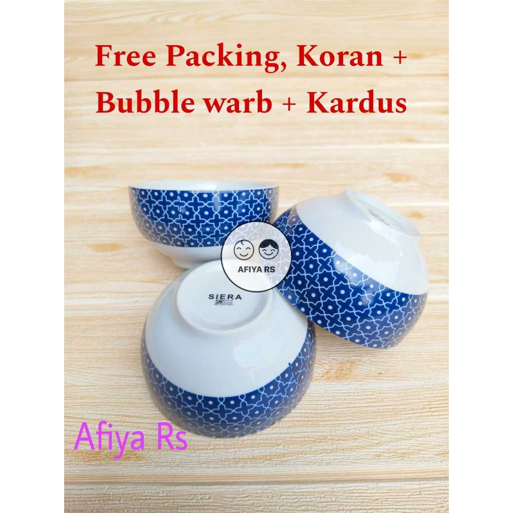 Mangkok Keramik 4 Inch Motif Blue Star Isi 1 Lusin