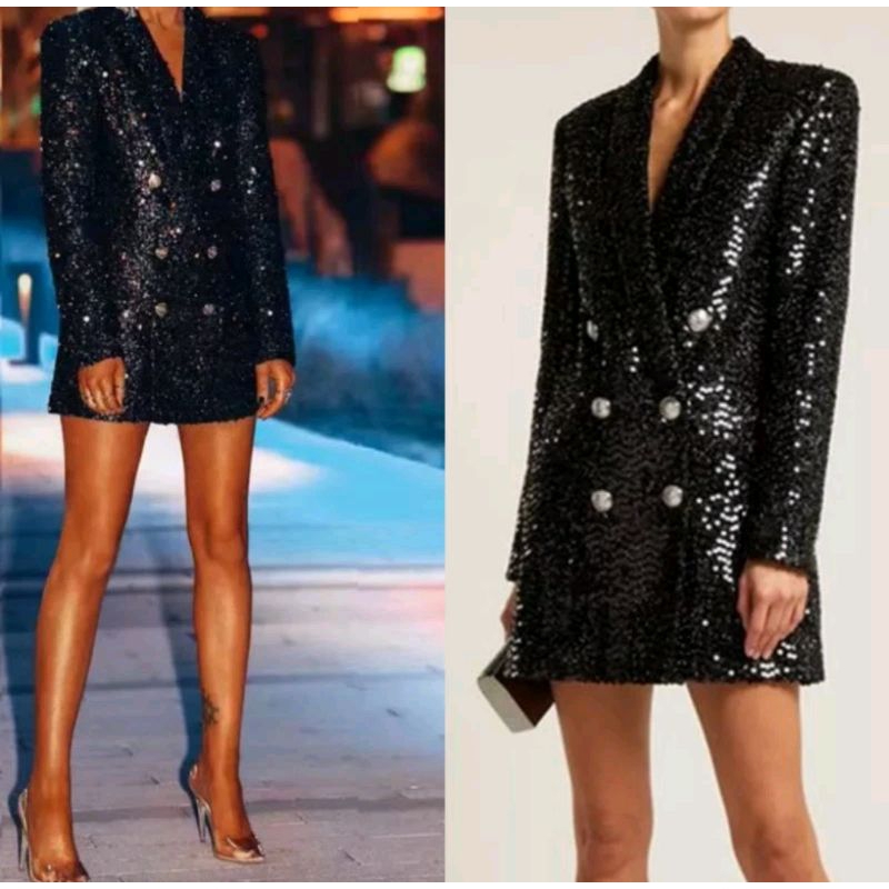 black sequin taglabel blazer dress