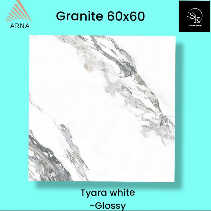 Granit lantai 60x60 Tyara White | Arna | Glazed Polished