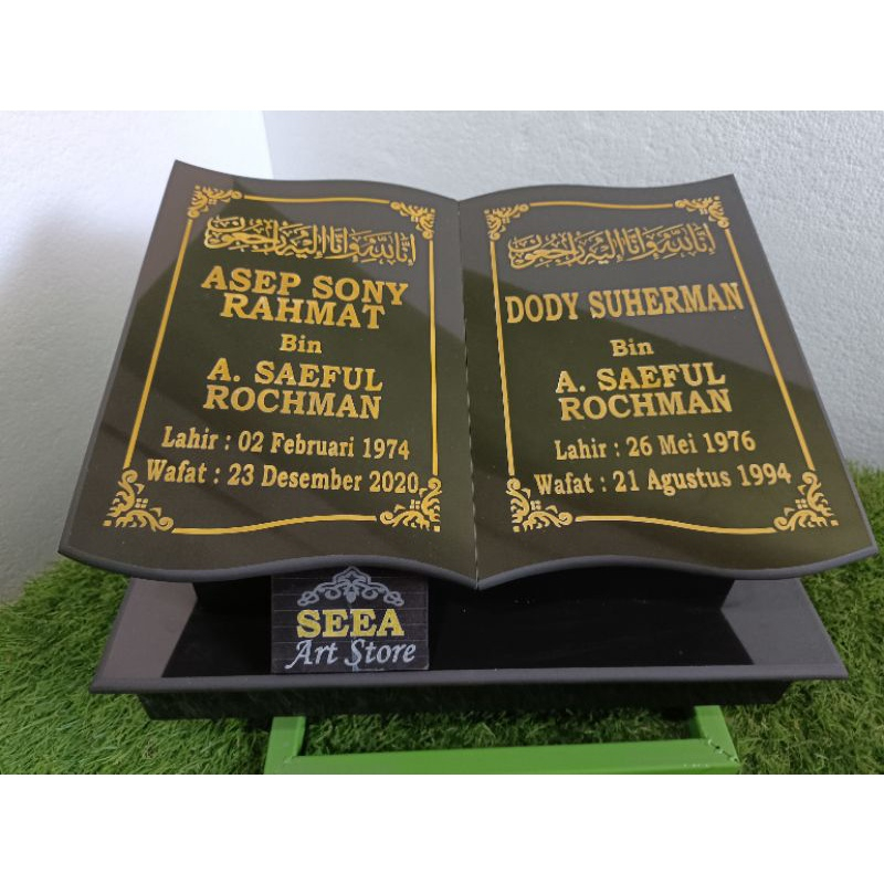 BATU NISAN MAKAM MAESAN BUKU DUDUKAN FULL GRANIT TILE + PACKING KAYU