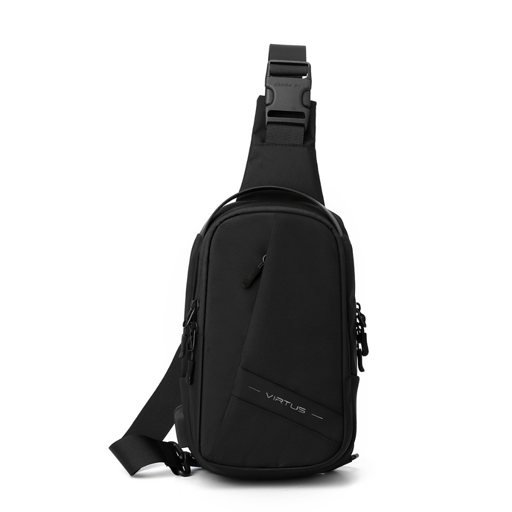 VIRTUS-BB-2113 Tas Selempang Pria Terbaru Kekinian Fashionable Tas Punggung Cowok Ringan Tas USB Mod