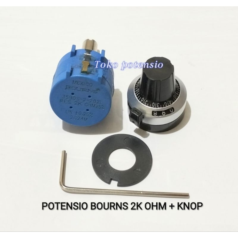 POTENSIO BOURNS 2K OHM + KNOP POTENSIO MULTITURN 10X PUTARAN