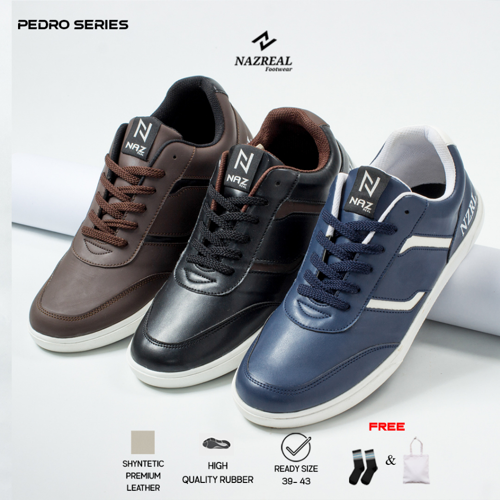 Pedro Naz Series, Sepatu Sneakers Kualitas Premium, Bahan ringan, sole empuk model sporty shoes