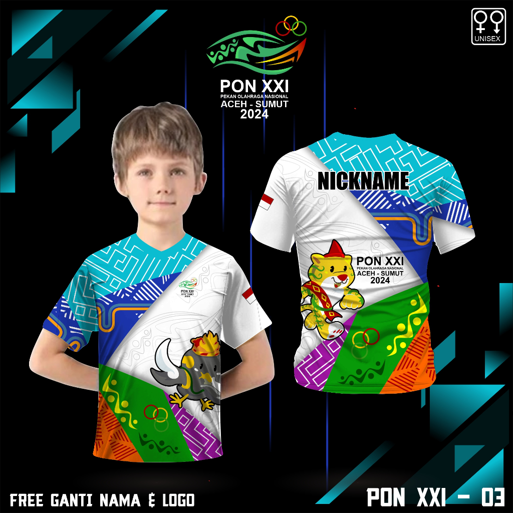Kaos jersey PON Aceh XXI 2024 baju anak Pon aceh