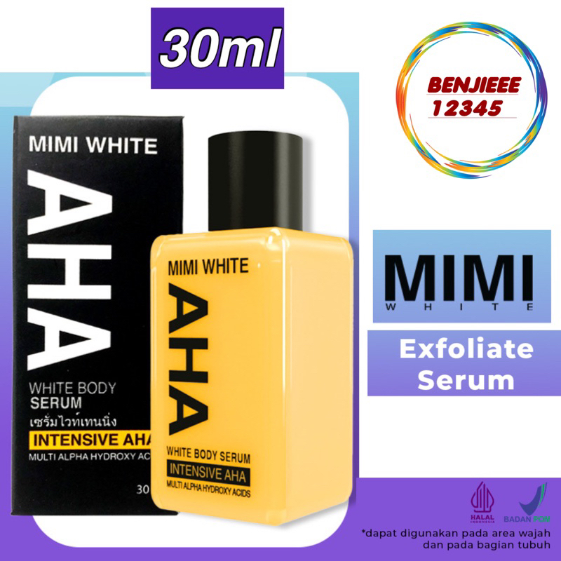 Mimi White AHA body serum 30ml whitening brightening booster tubuh 30 ml aha brightening bright asli