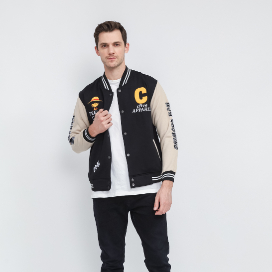 Suke.Co Jacket Varsity Vintage Baseball Embordir One Piece Now Showing Hitam