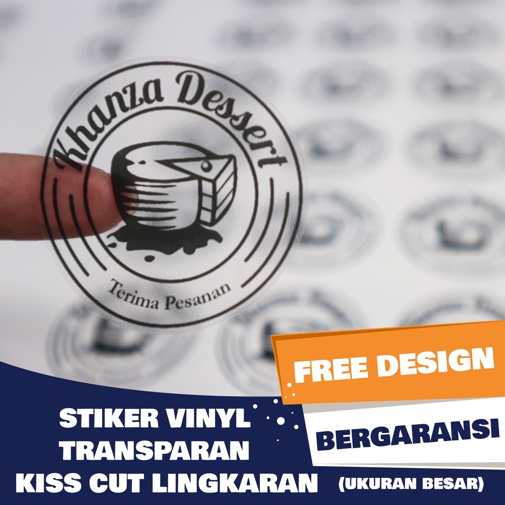 

Cetak Label Stiker Vinyl Transparan Kiss Cut Sticker Anti Air Untuk Kemasan Produk Logo Atau Olshop