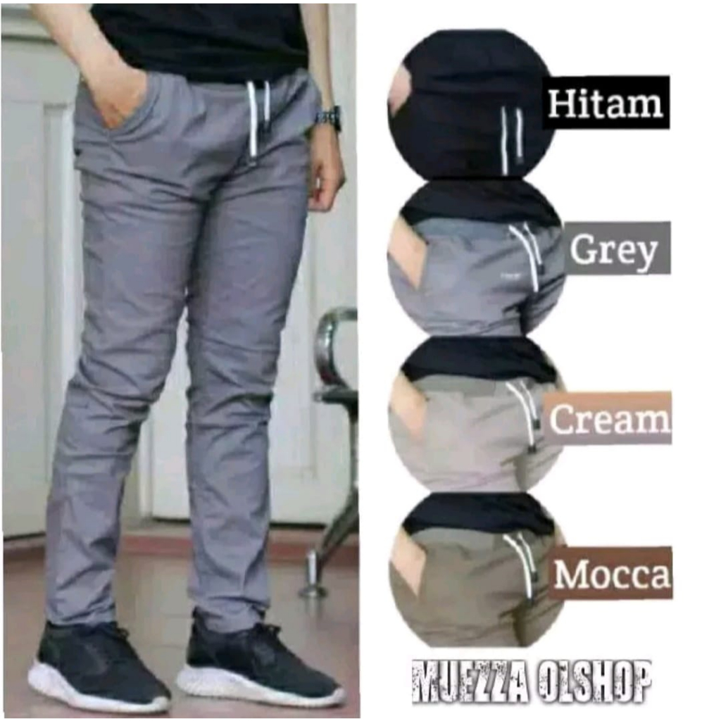 Celana Panjang Chino Chinos Pria Stretch Melar Pinggang Karet