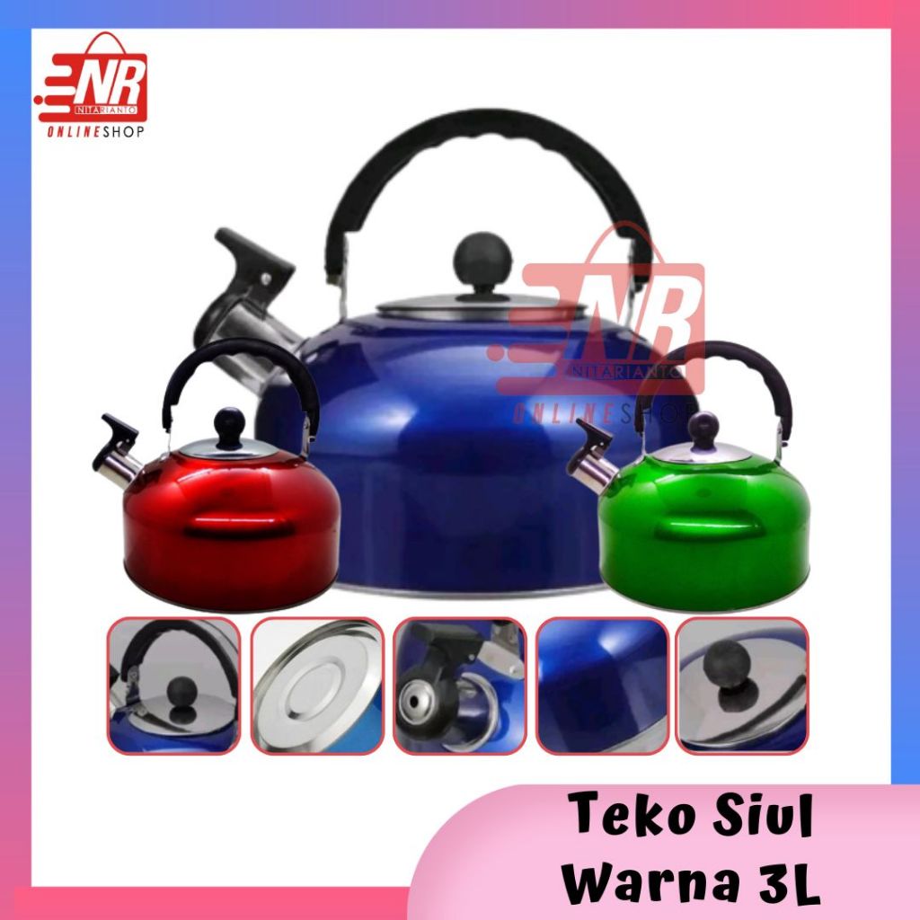 Teko Siul Warna 3 Liter / Teko Air / Ketel Siul / Teko Bunyi / Teko Rebus Air