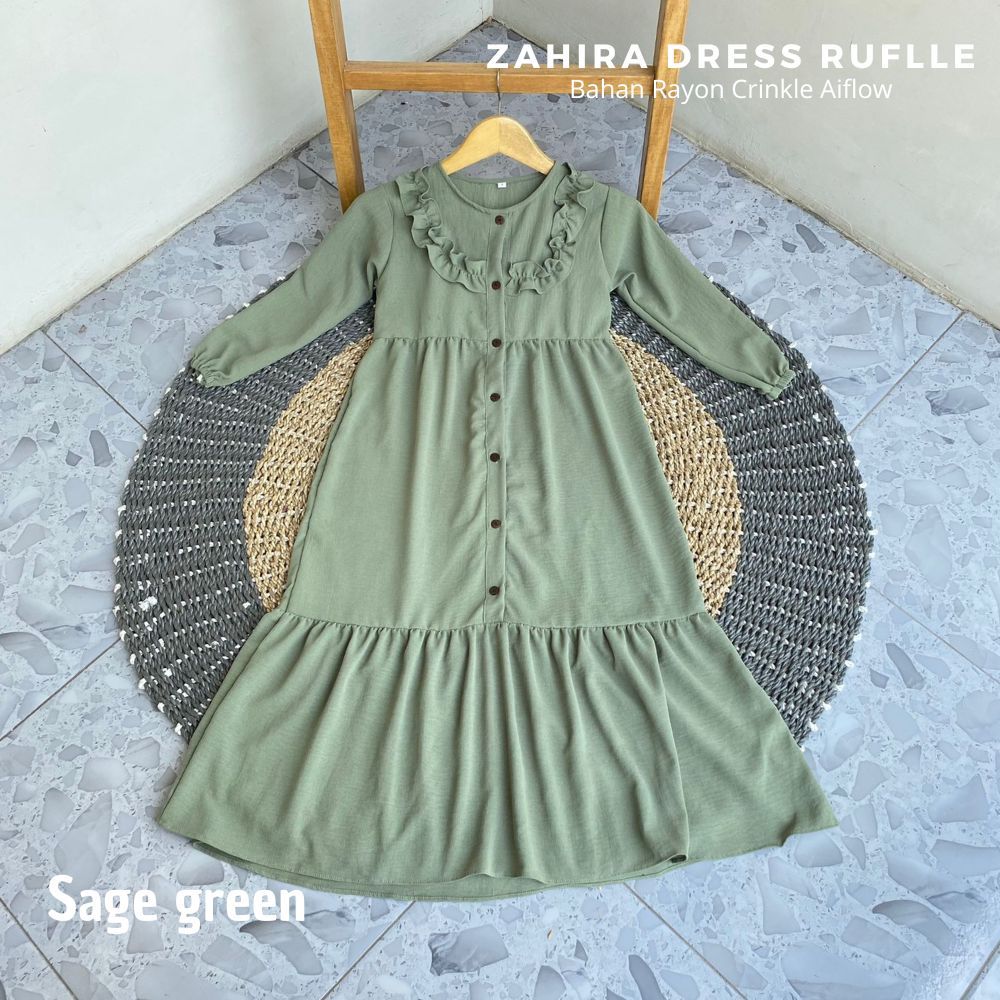 ZAHIRA DRESS RUFFLE//GAMIS CRINKLE//GAMIS ANAK PEREMPUAN POLOS TANGAN PANJANG