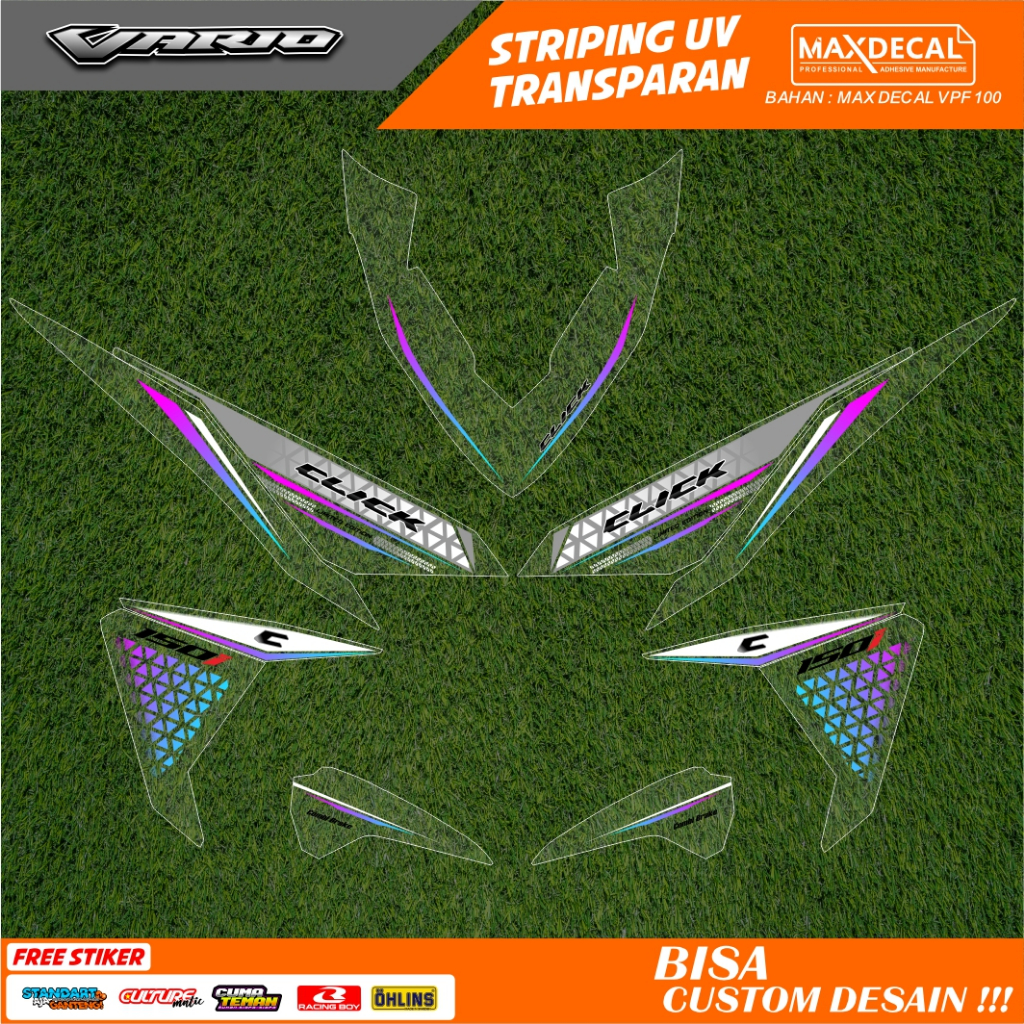 decal striping sticker transparan vario 125 150 new old variasi motif vietnam hitam merah putih 52
