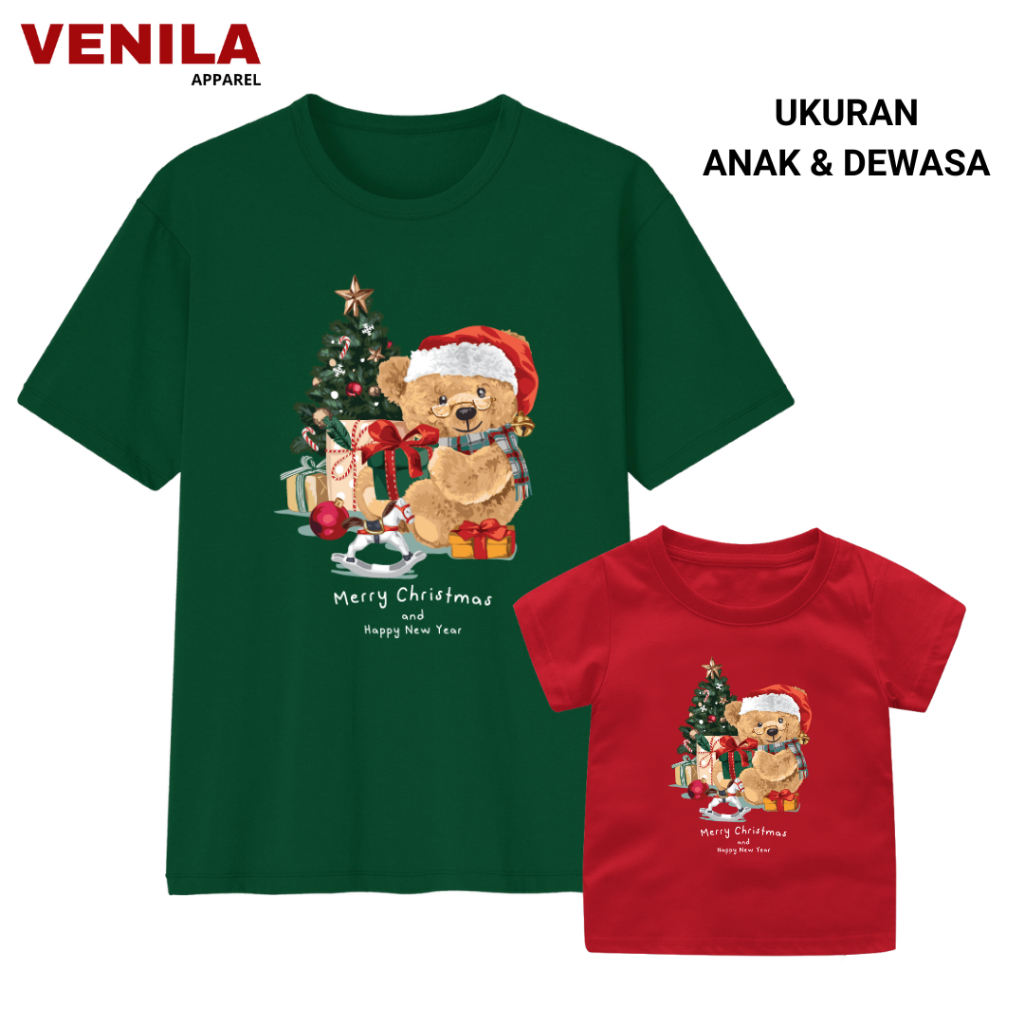 KAOS NATAL KELUARGA 2025 / BAJU NATAL ANAK FAMILY COUPLE HIJAU BOTOL MERAH JUMBO