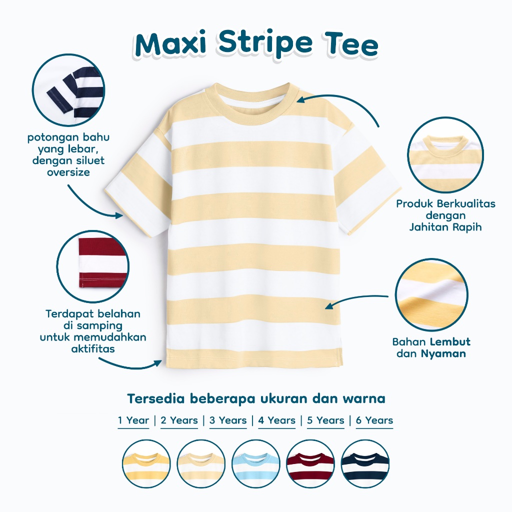 Nice Kids - Maxi Stripe T-Shirt Kaos Anak Unisex (1-6 Tahun)