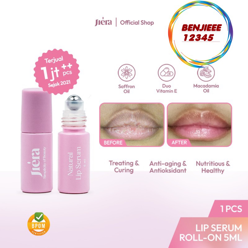 JIERA Natural lip serum 5ml ROLL ON bibir jiera Jiera 5 ml lips roll on