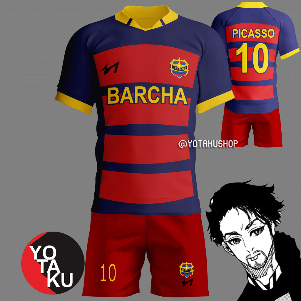 Jersey Anime Cosplay Blue Lock FC BARCHA 10 Picasso Full Set YOTACOS