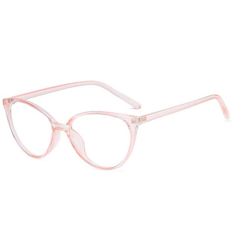 COD❤️ Cat Eye Kacamata Anti Radiasi / Frame Kacamata Lensa Flat / Gaya Leopard Retro Korea Fashion Wanita Glasses-yy-💥Pink