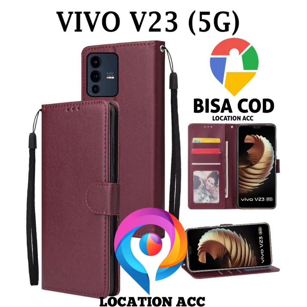 VIVO V23 (5G) FLIP LEATHER CASE PREMIUM-FLIP WALLET CASE KULIT UNTUK VIVO V23 (5G) - CASING DOMPET-F