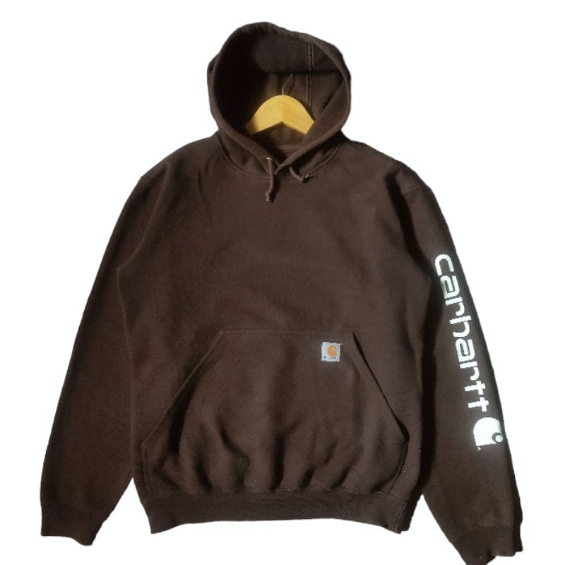 Hoodie carhartt spell out k288 dark brown