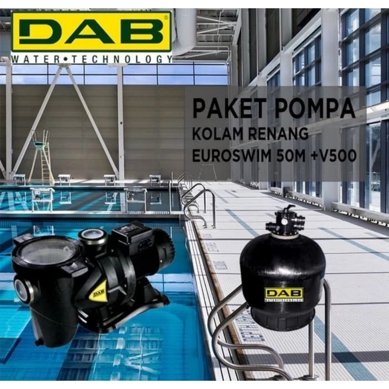Paket Pompa kolam renang DAB Euroswim 100M + Sand filter DAB V500, Italy