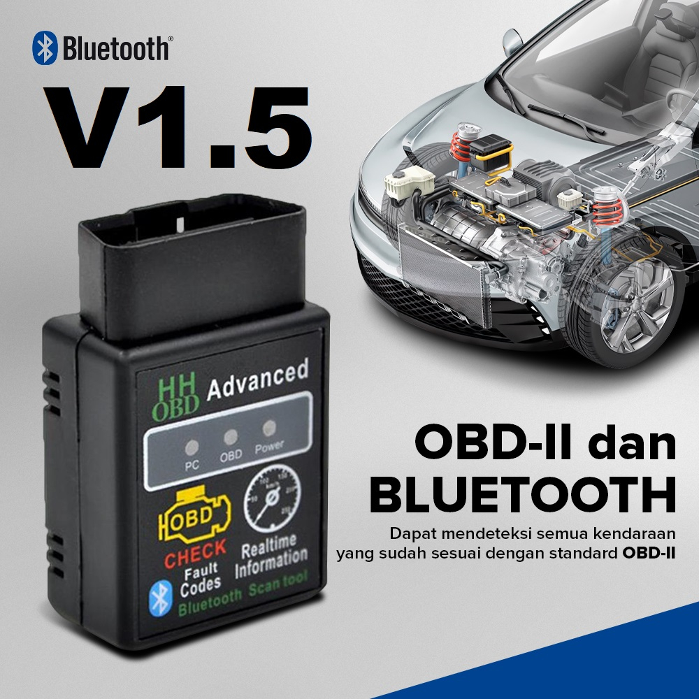 Scanner Diagnostik Mobil OBD2 ELM327 V1.5 untuk Kendaraan Injeksi