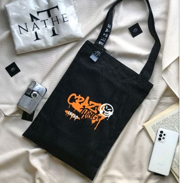 Totebag CRAZY THINGS terbaru 2023 tote bag resleting kanvas tebal totebag aesthetic totebag kanvas p